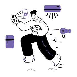 Person interacting with electronic devices