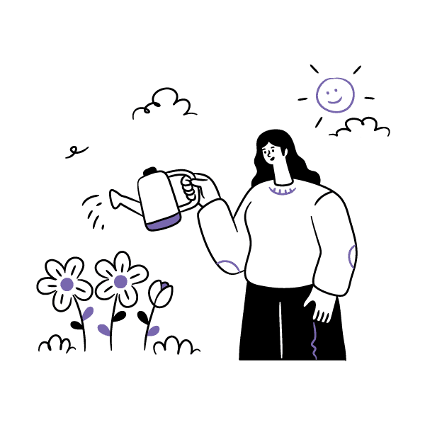 Lady watering plants